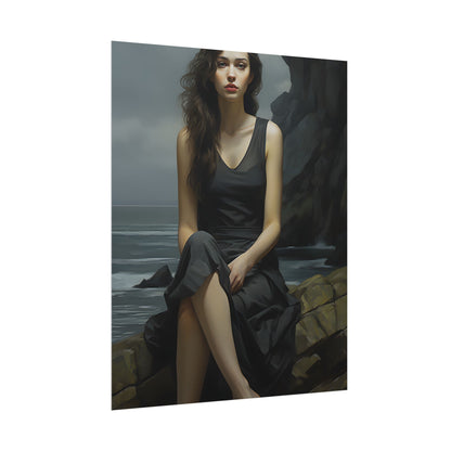 Serene Face with Glasses: Neutral Expression Art - Poster