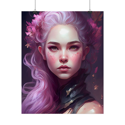 Astonishing Female Portrait with Pink Hair: Dre Artwork - Poster