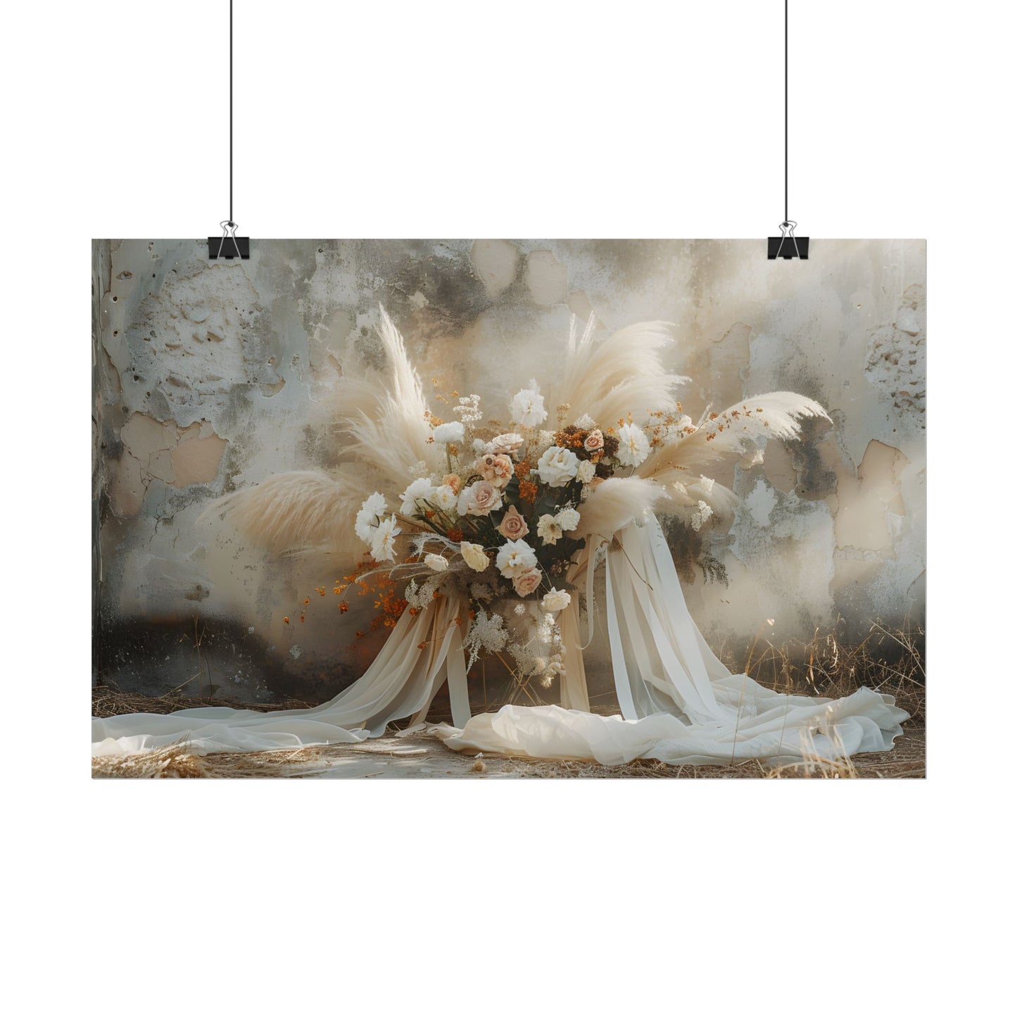 Whimsical Floral Bloom: Pampas Grass Artwork - Poster