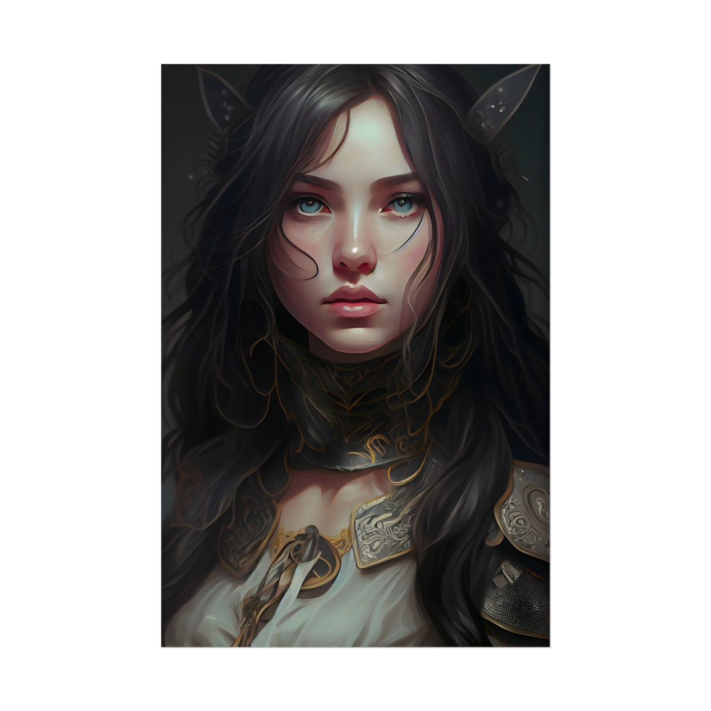 Vibrant Red Portrait: Dynamic Female Artwork - Poster