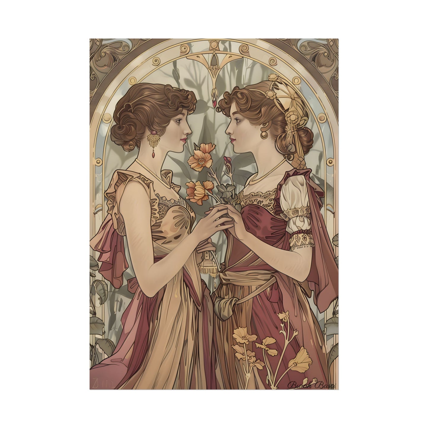 Middle Eastern Floral Beauty: Traditional Attire Digital Art - Poster