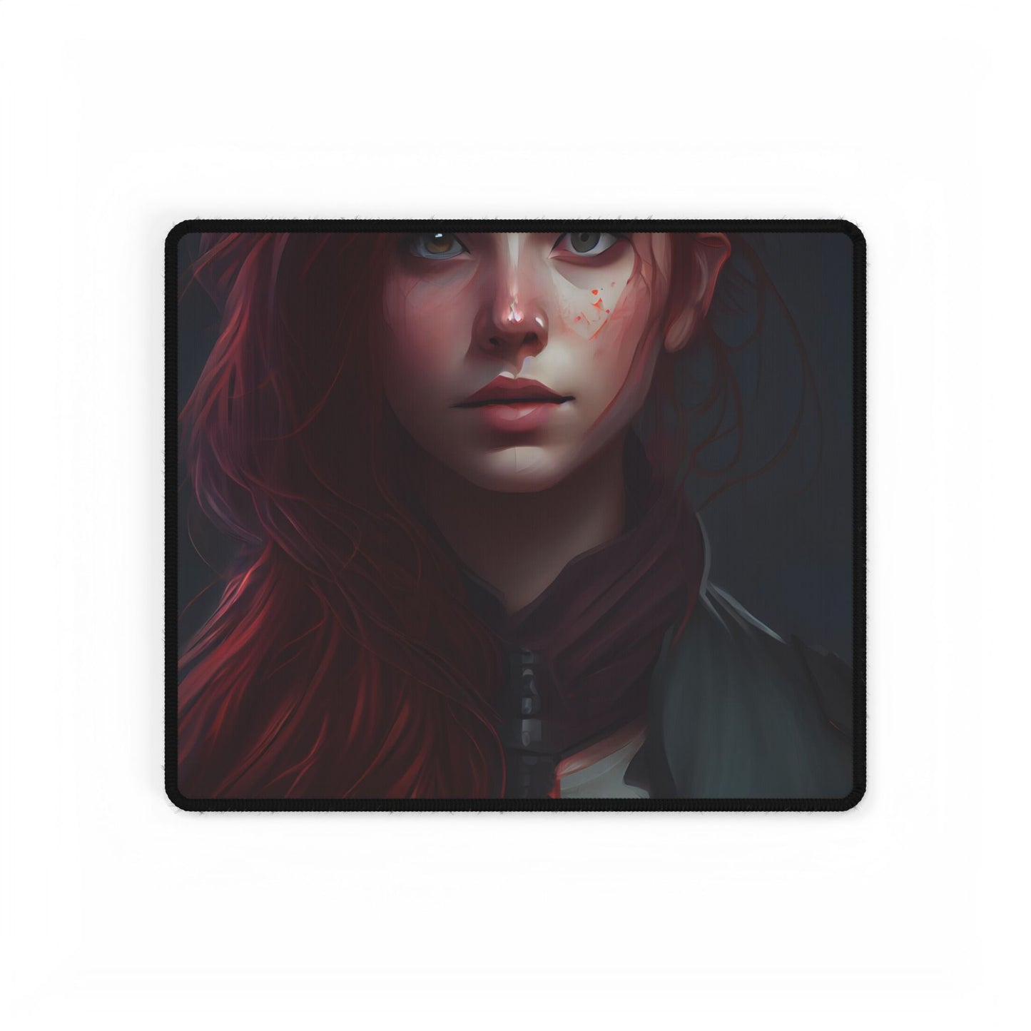 Stunning Redheaded Female Portrait: Elegant Dress Artwork - Desk Mat
