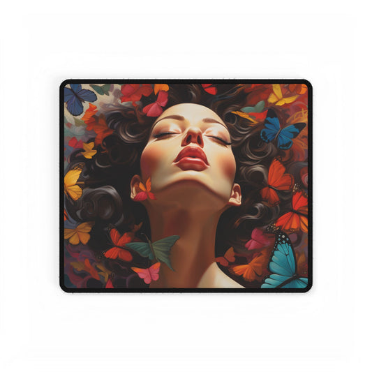 Indoor Study: Digital Artwork of Person Working on Computer - Desk Mat