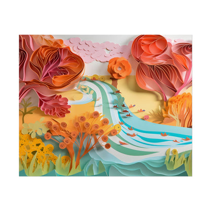 Magical Beach Landscape: Serene Paper Quilled Artwork - Poster