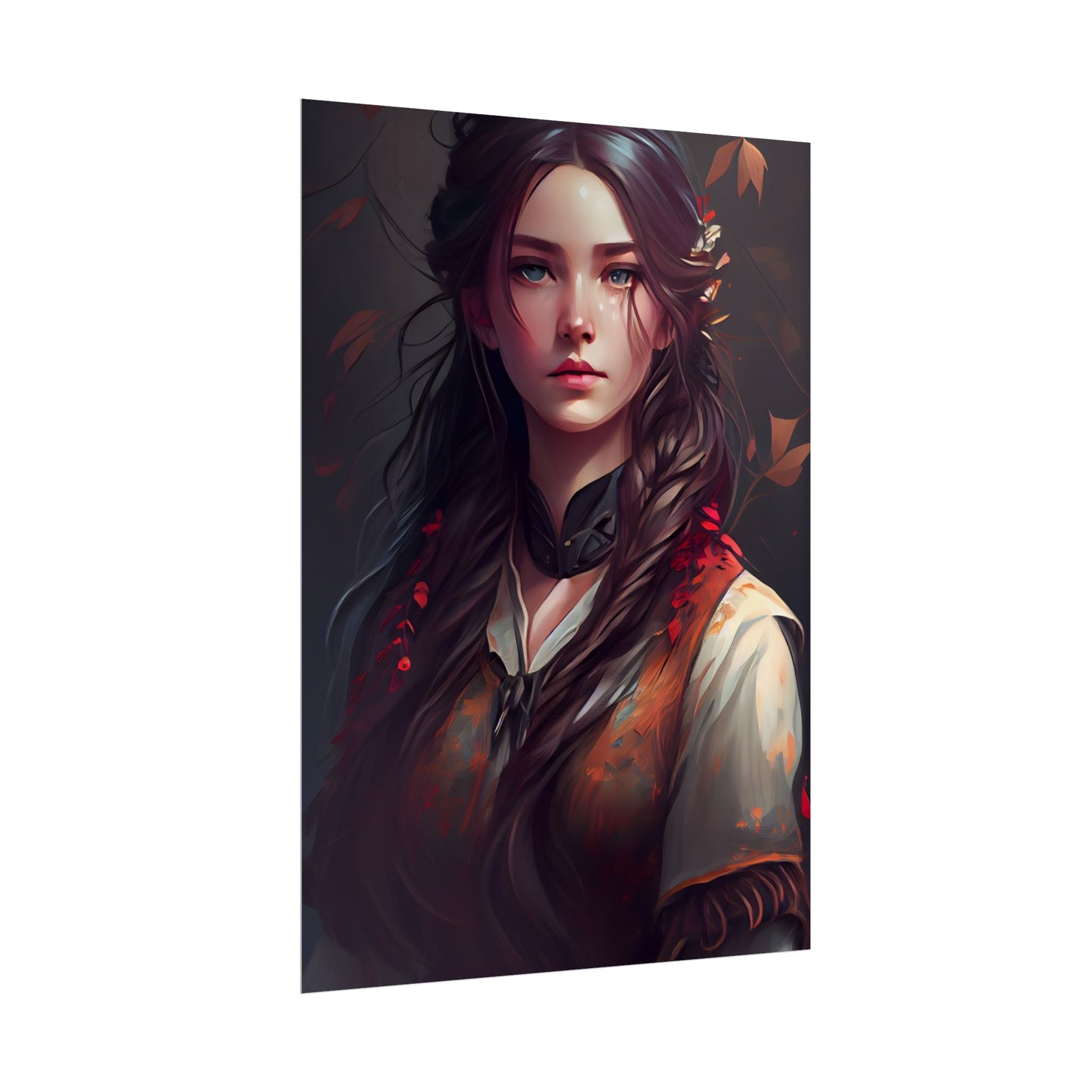 Vibrant Portrait: Brown Hair, Green Eyes Artwork - Poster
