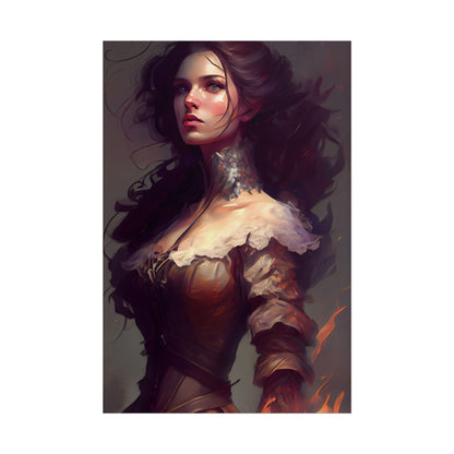 Lovely Brown Hair Portrait: Stunning Female Art - Poster