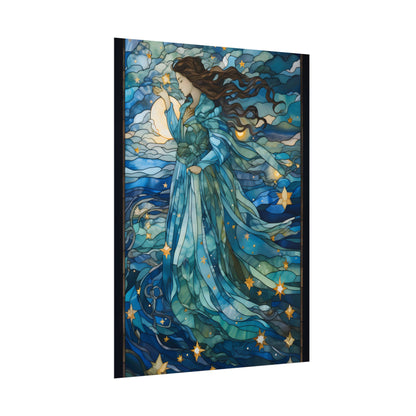 Medieval Stained Glass Art: A Colorful Church Window Piece - Poster