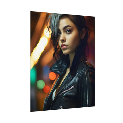 Vibrant Digital Art Print: Teenage Cyberpunk Close-Up - Poster