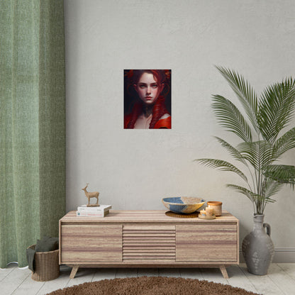 Redhead Portrait: Vibrant Dress Artwork - Poster