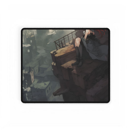 Red-Haired Female: Dramatic Bird's Eye View Artwork - Desk Mat