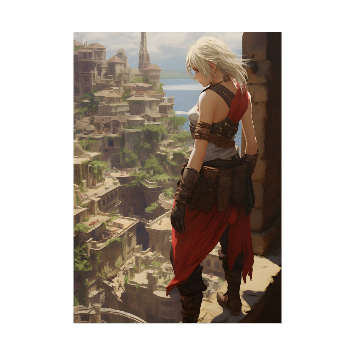 Dramatic Anime Female: Birds Eye View Illustration - Poster