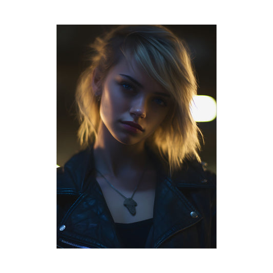 Teenage Cyberpunk: Futuristic Face Close-Up - Poster