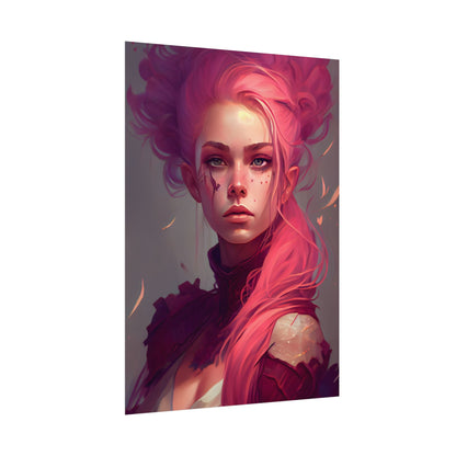 Enigmatic Portrait: Pink Hair in Darkness - Poster