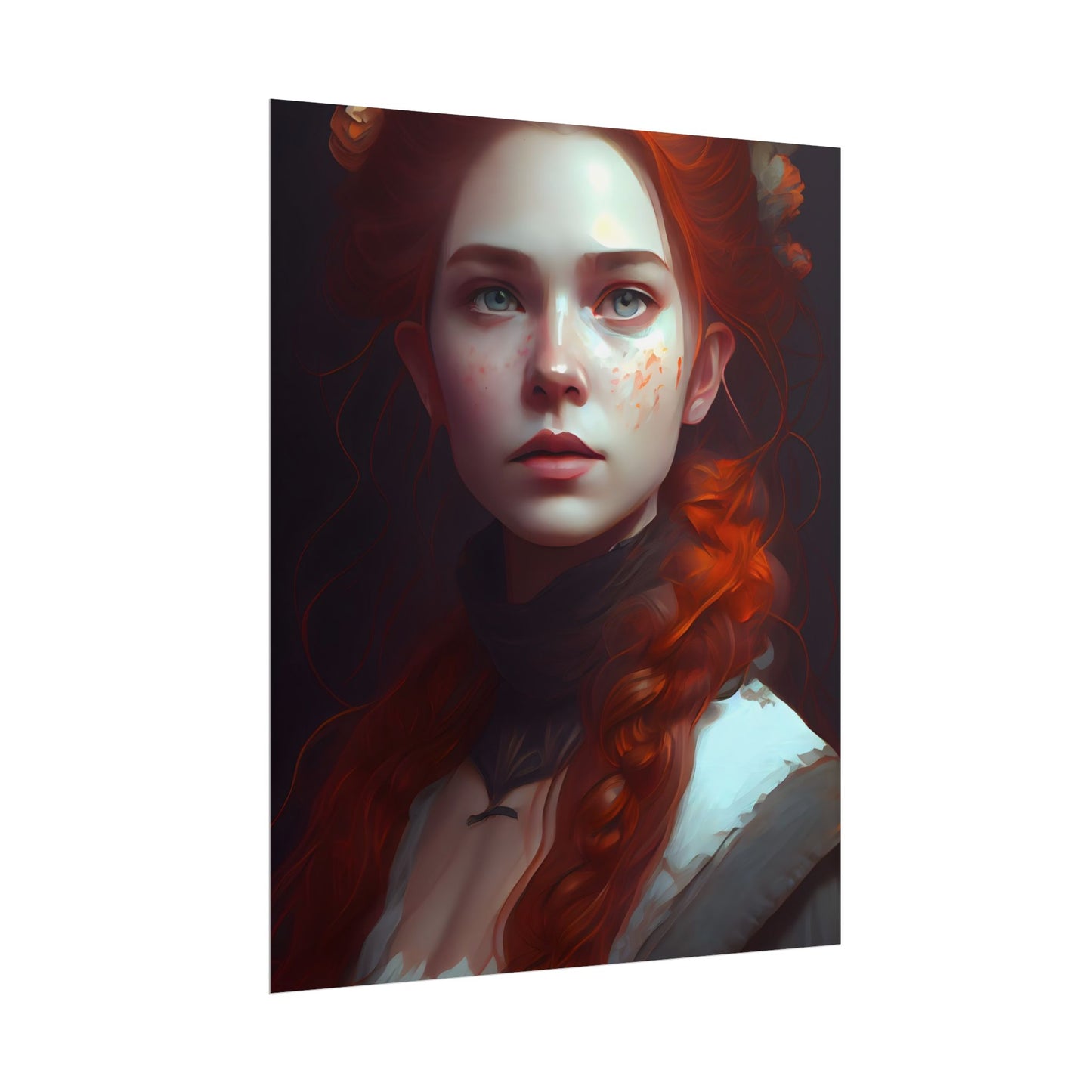 Astonishing Redhead Portrait: Elegant Young Woman in Dress - Poster