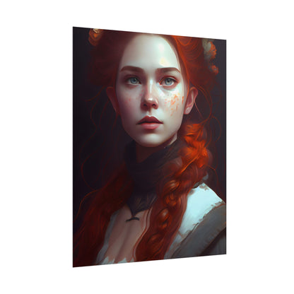 Astonishing Redhead Portrait: Elegant Young Woman in Dress - Poster