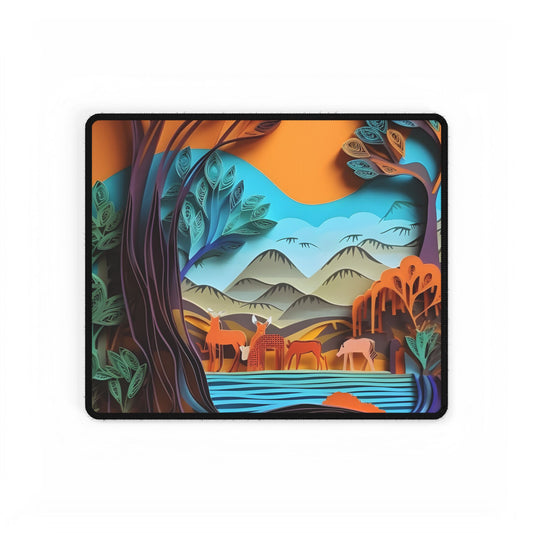 Vibrant African Landscape: Eye-Catching Paper Quilling Art - Desk Mat