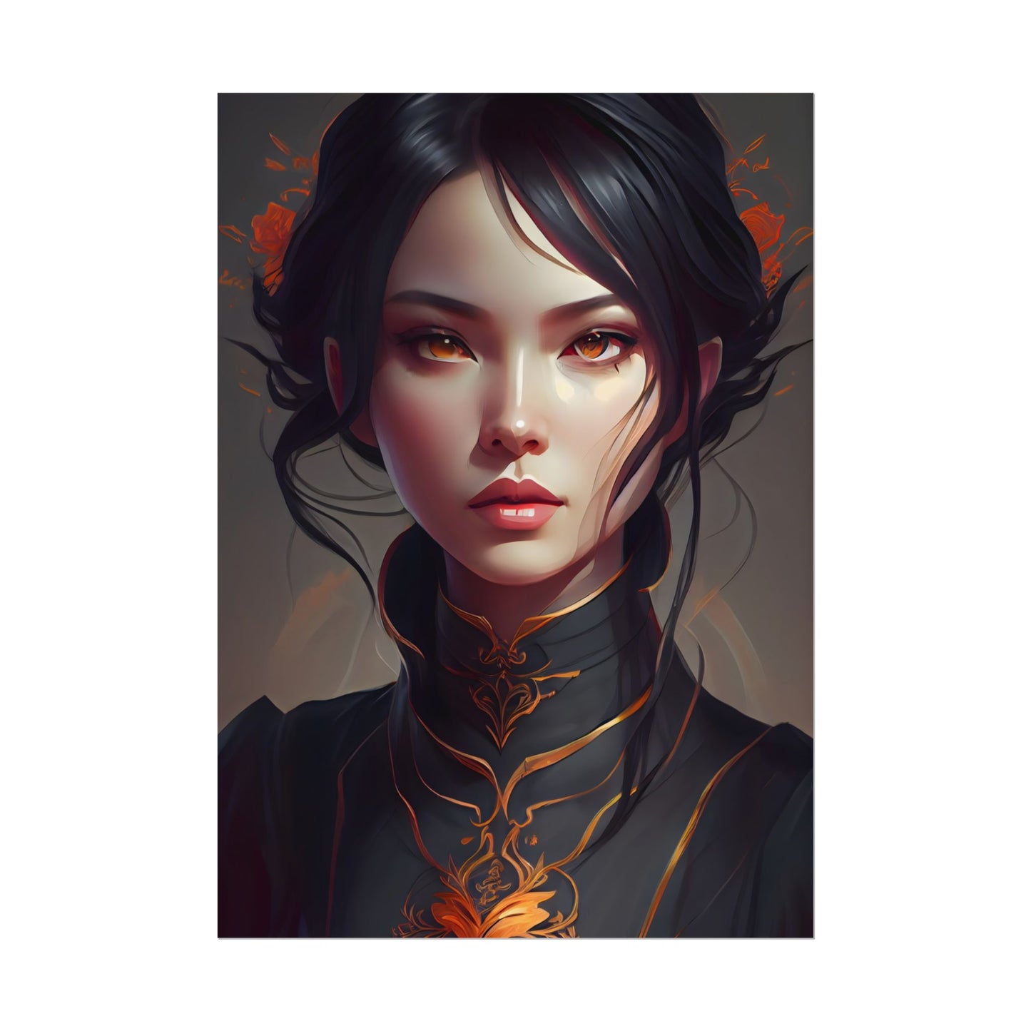 Realistic Female Portrait in Elegant Dress - Poster