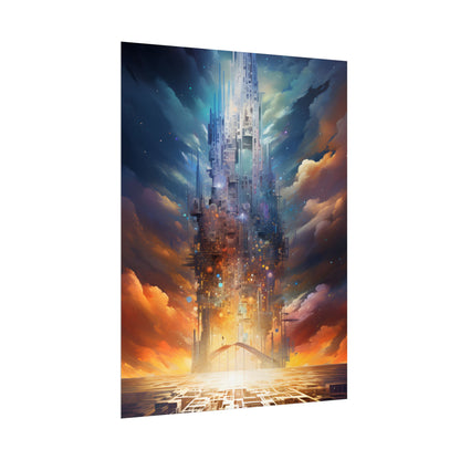 Vibrant Cyber Dreamscape: Abstract Digital Artwork - Poster