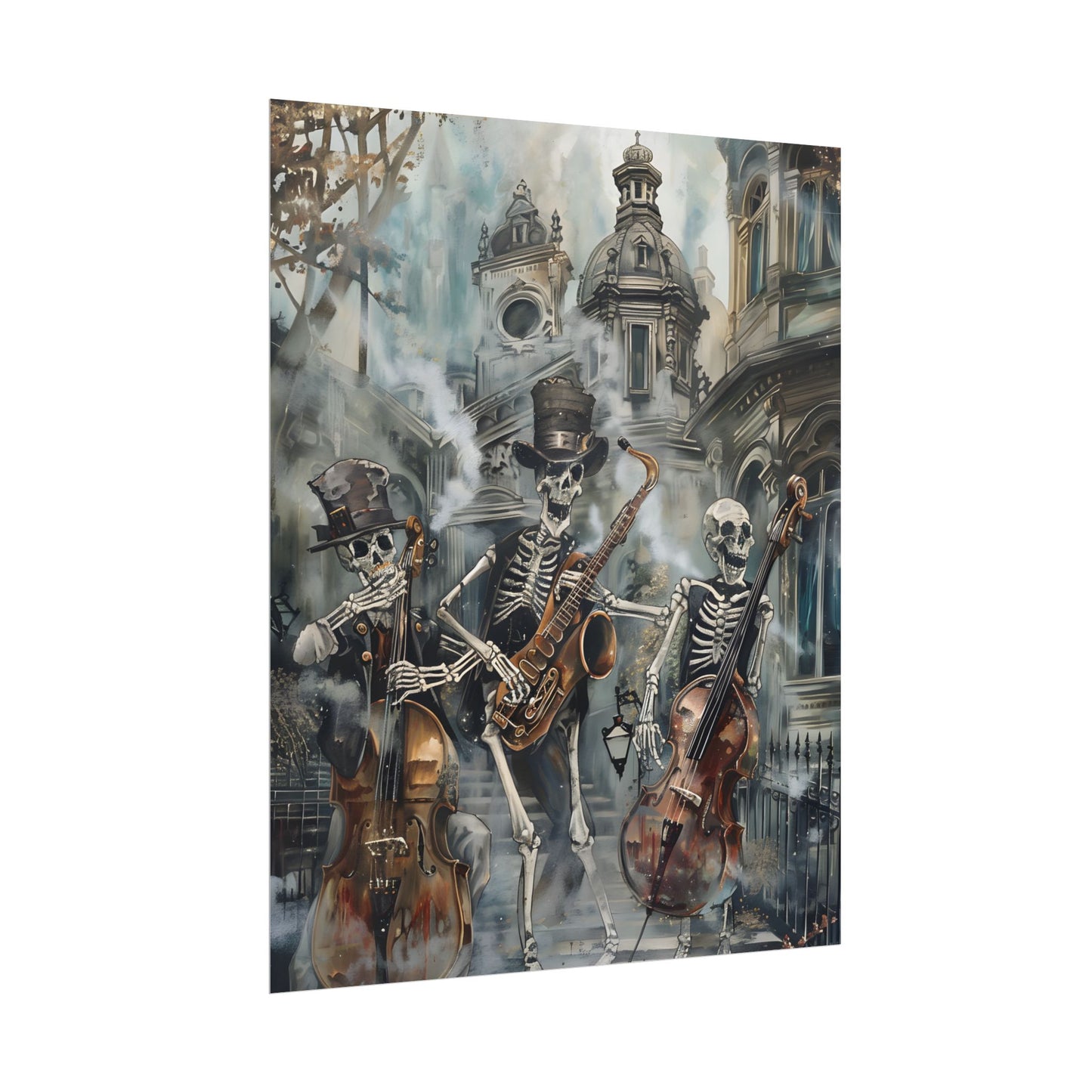 Victorian Lowbrow Jazz: Skeleton Band in Artistic Swing - Poster