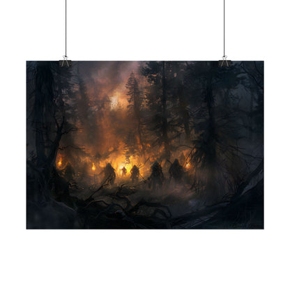 Tranquil Forest Sunset: People Connecting with Nature - Poster
