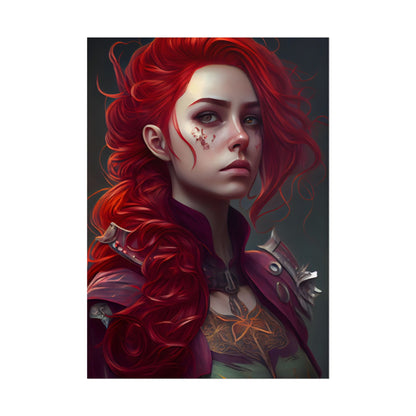 Realistic Red Hair Portrait: Soft Light Artwork - Poster