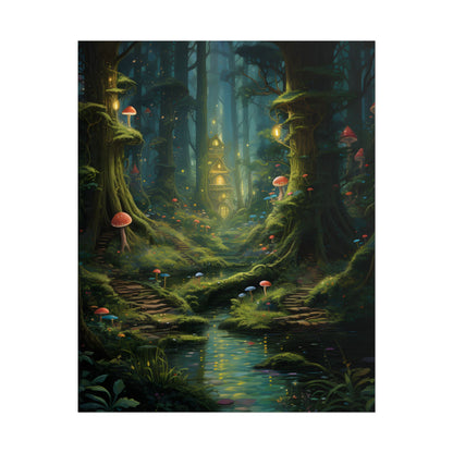 Enchanted Forest: Grimm's Fairy Tale Characters in Serene Woods - Poster