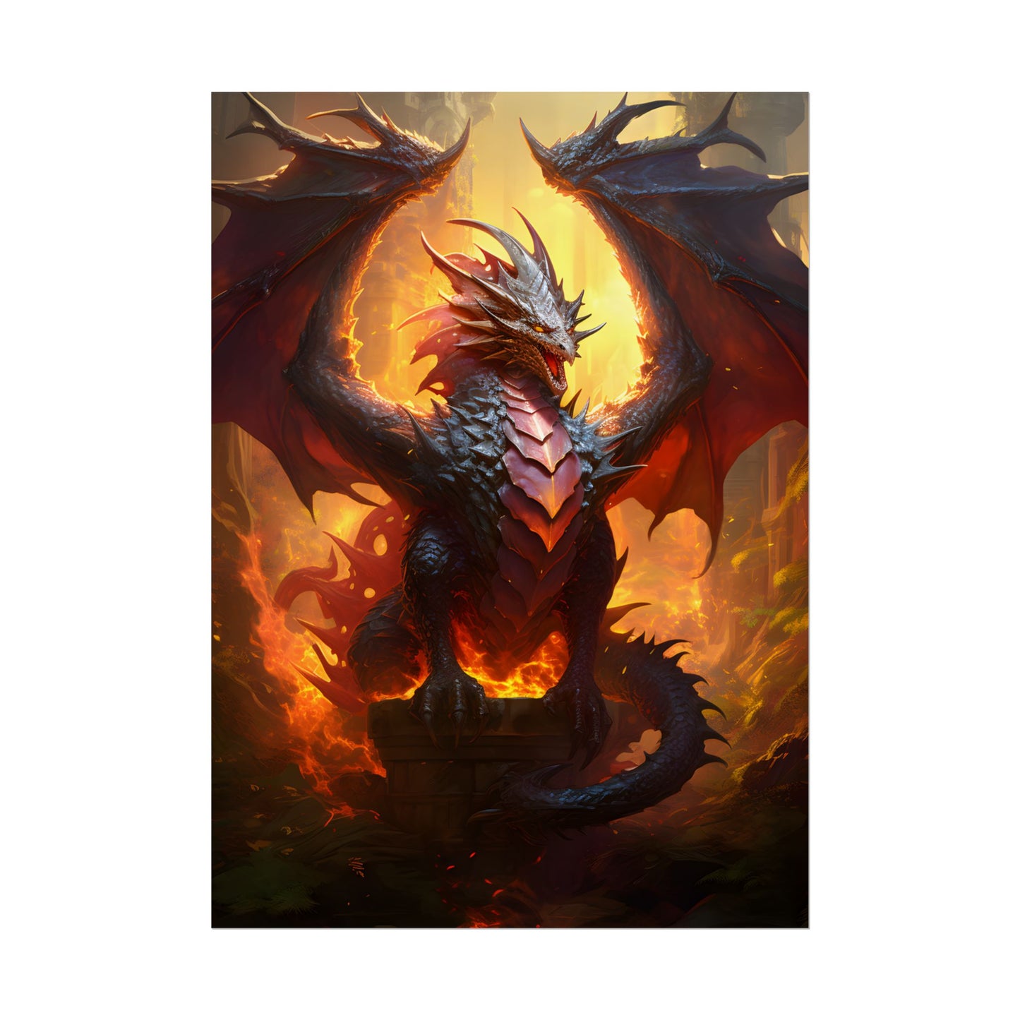 Fantasy Dragon's Treasure Hoard: Ancient Artwork - Poster