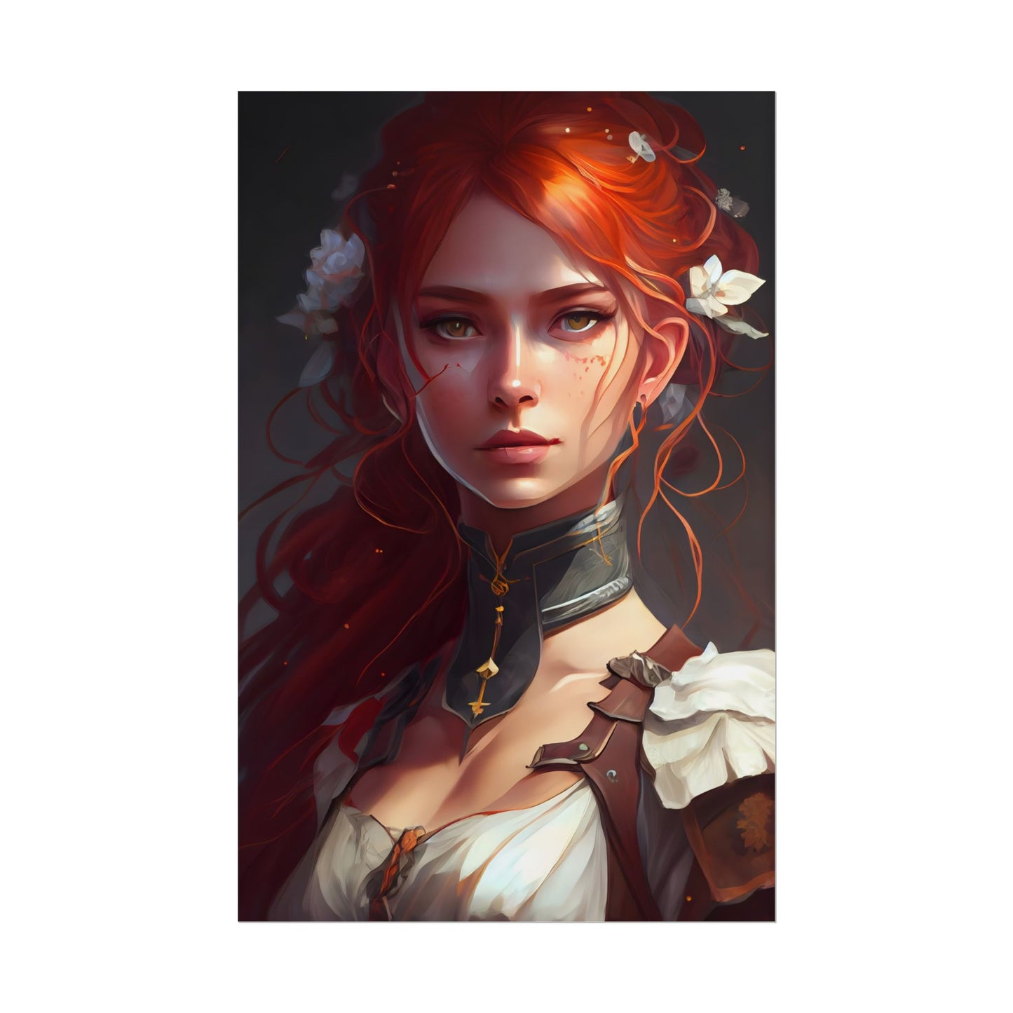 Redheaded Beauty: Formal Portrait in Dark Dress - Poster