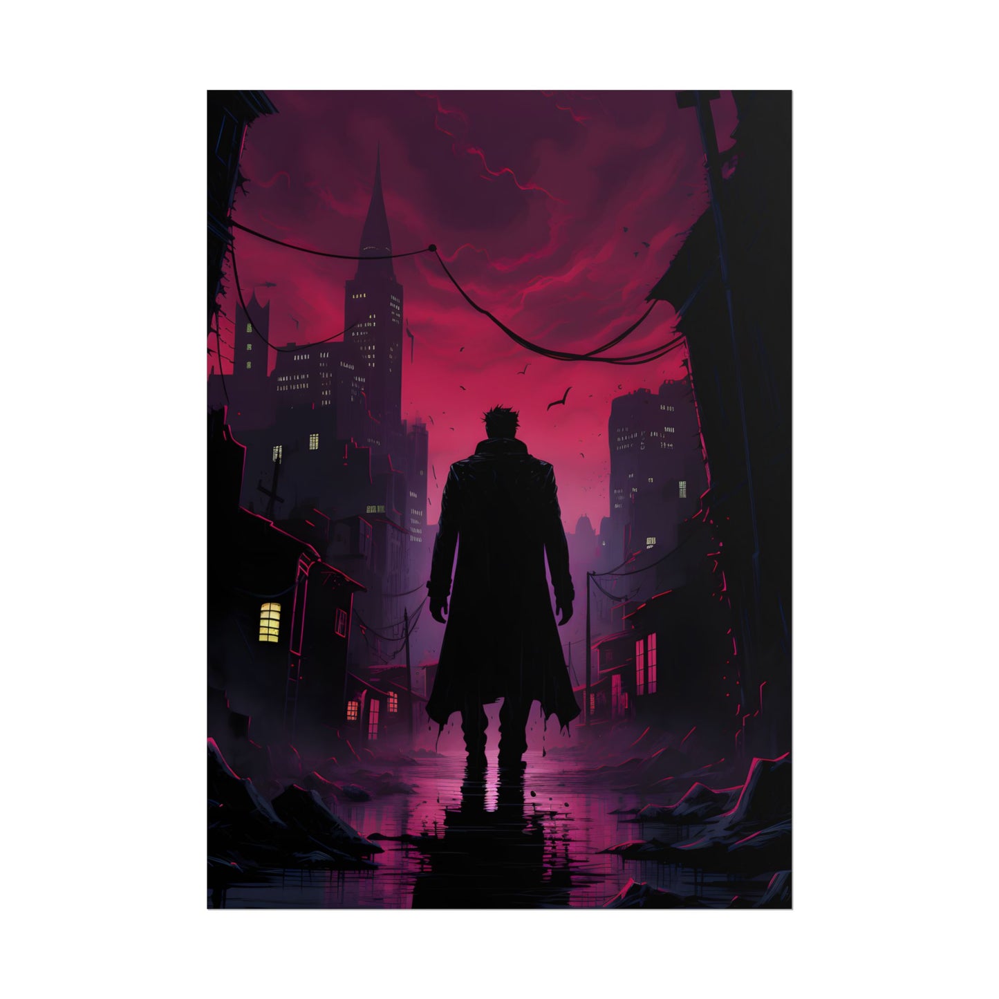 Gritty Urban Scene: Detective in Thought - Poster