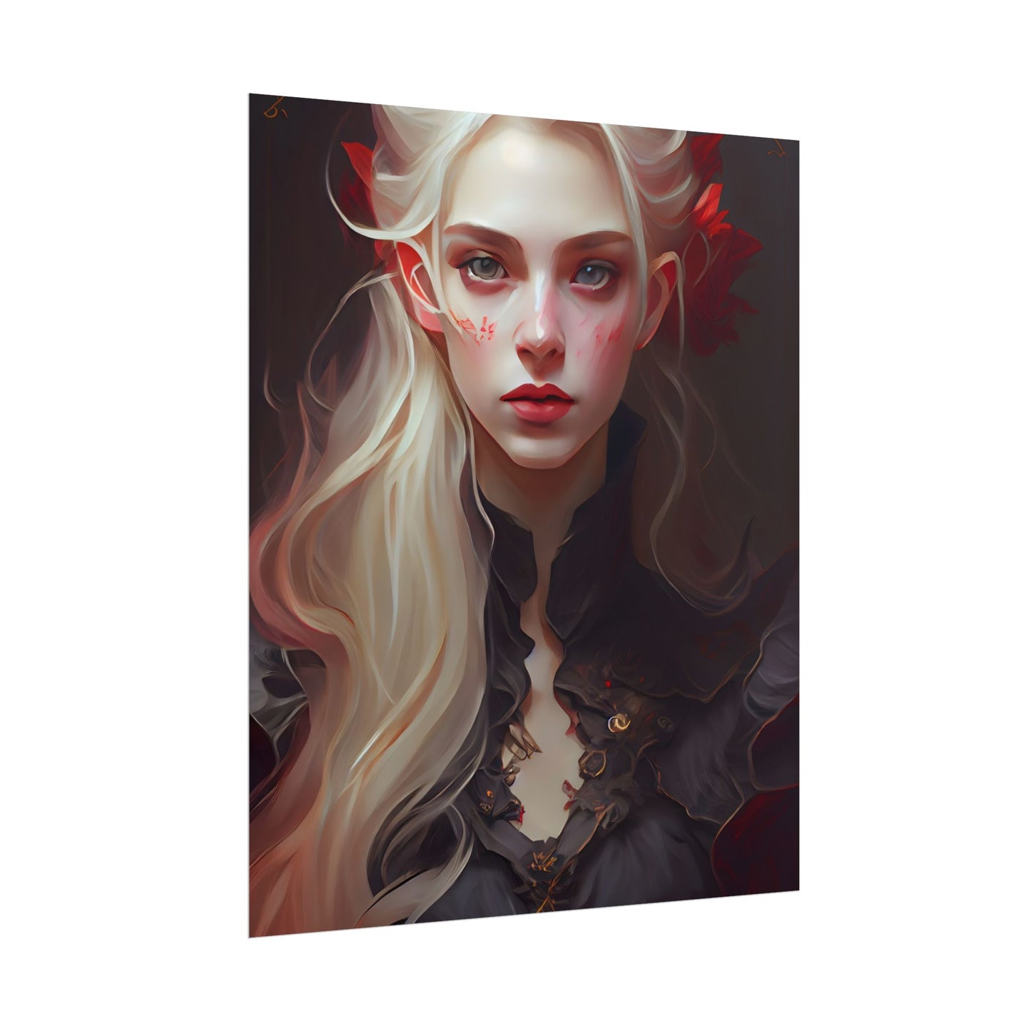 Beautiful Blonde Portrait: A Stunning Female in Black Top - Poster