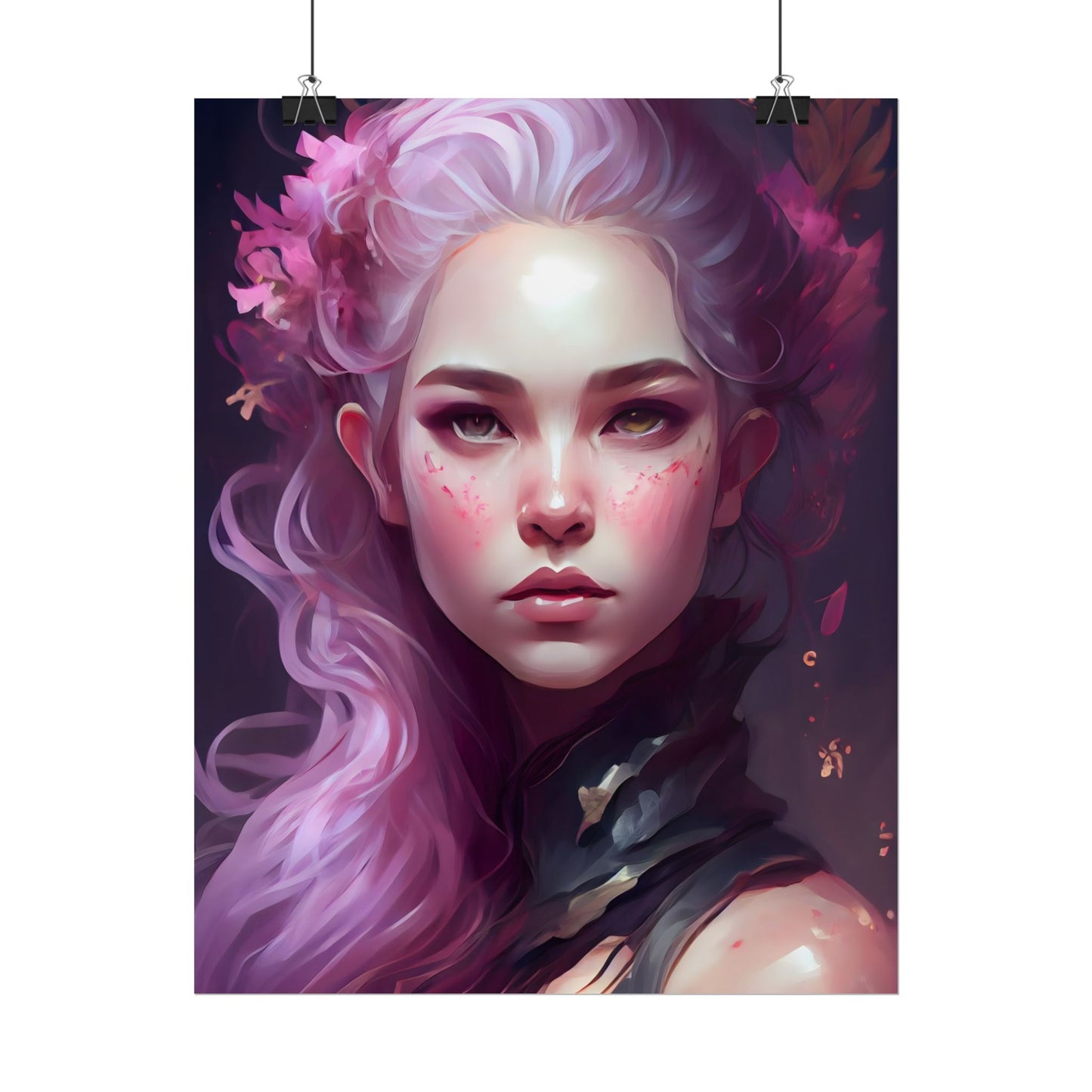 Astonishing Female Portrait with Pink Hair: Dre Artwork - Poster