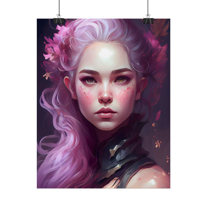 Astonishing Female Portrait with Pink Hair: Dre Artwork - Poster
