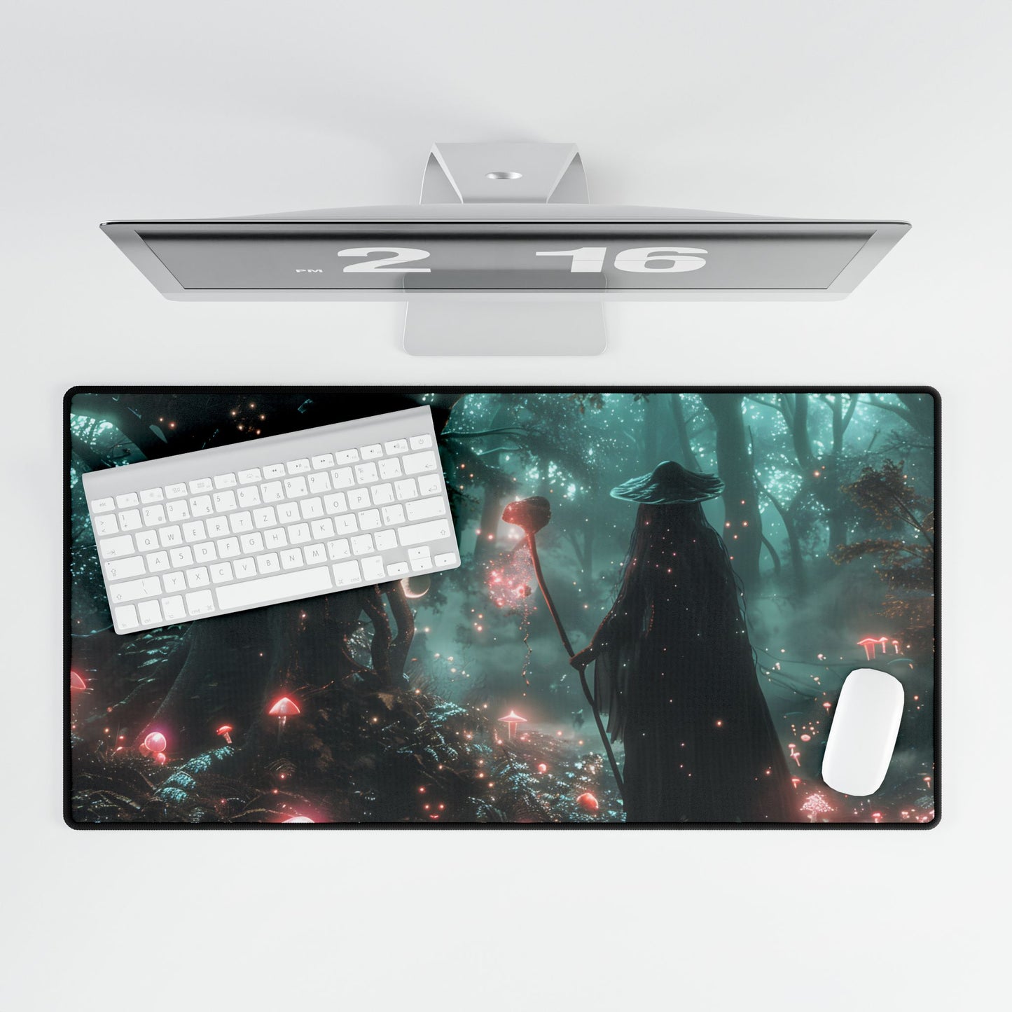 Whispers of Magic in Enchanted Woods: A Mysterious Encounter with the Witch - Desk Mat