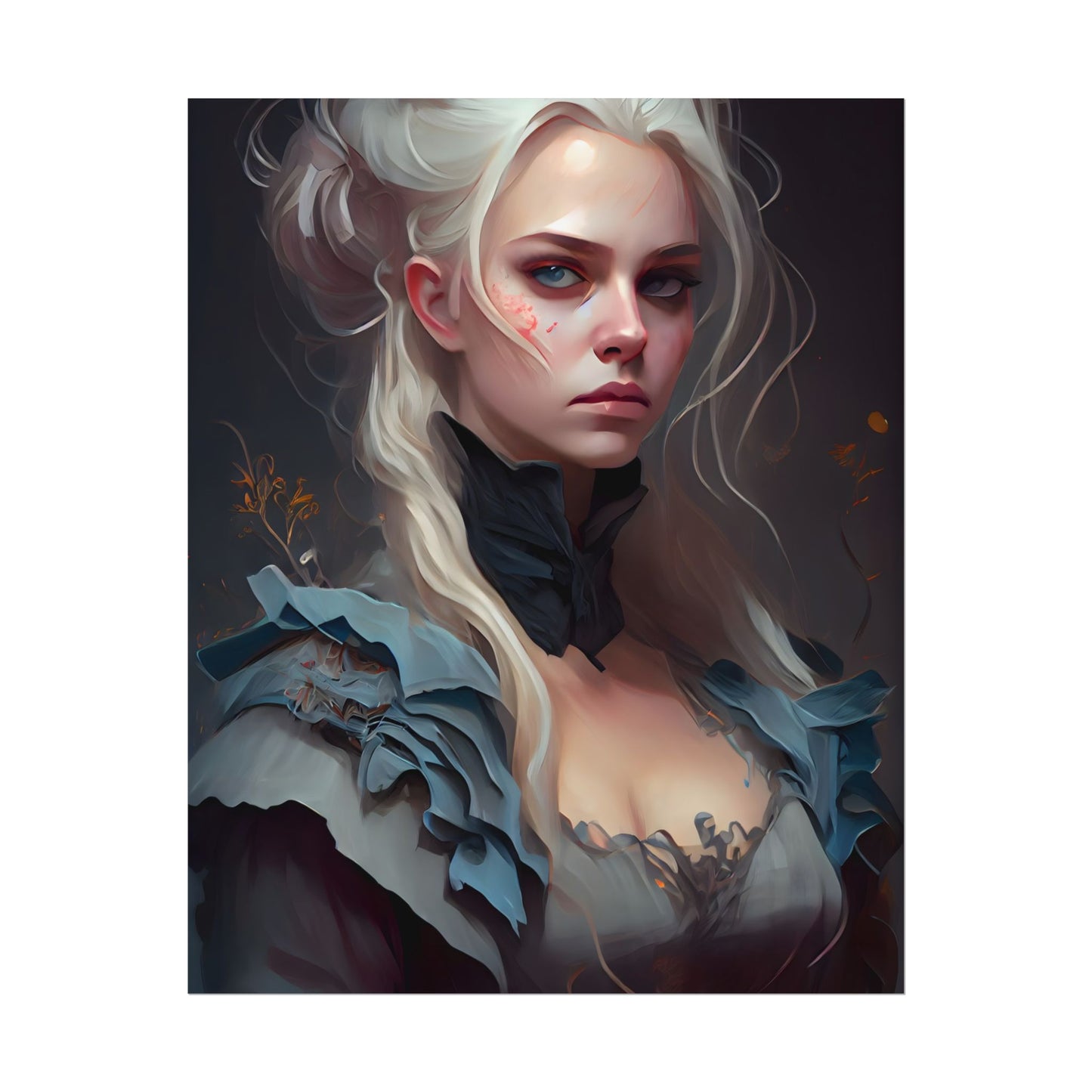 Blonde Profile Portrait: Simple Daylight Dress Art - Poster