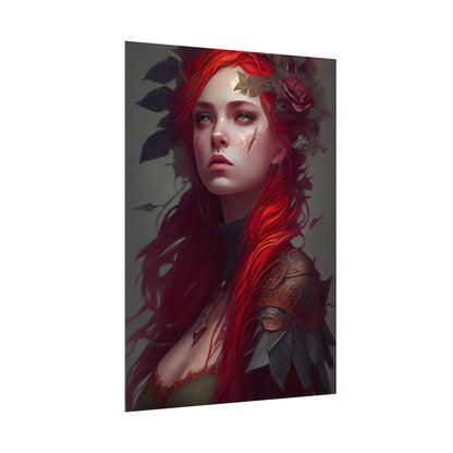 Intimate Red Hair Portrait: Artistic Female Figure in Black Dress - Poster