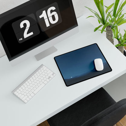Minimalist Night Sky: Stars and Crescent Moon Art - Desk Mat