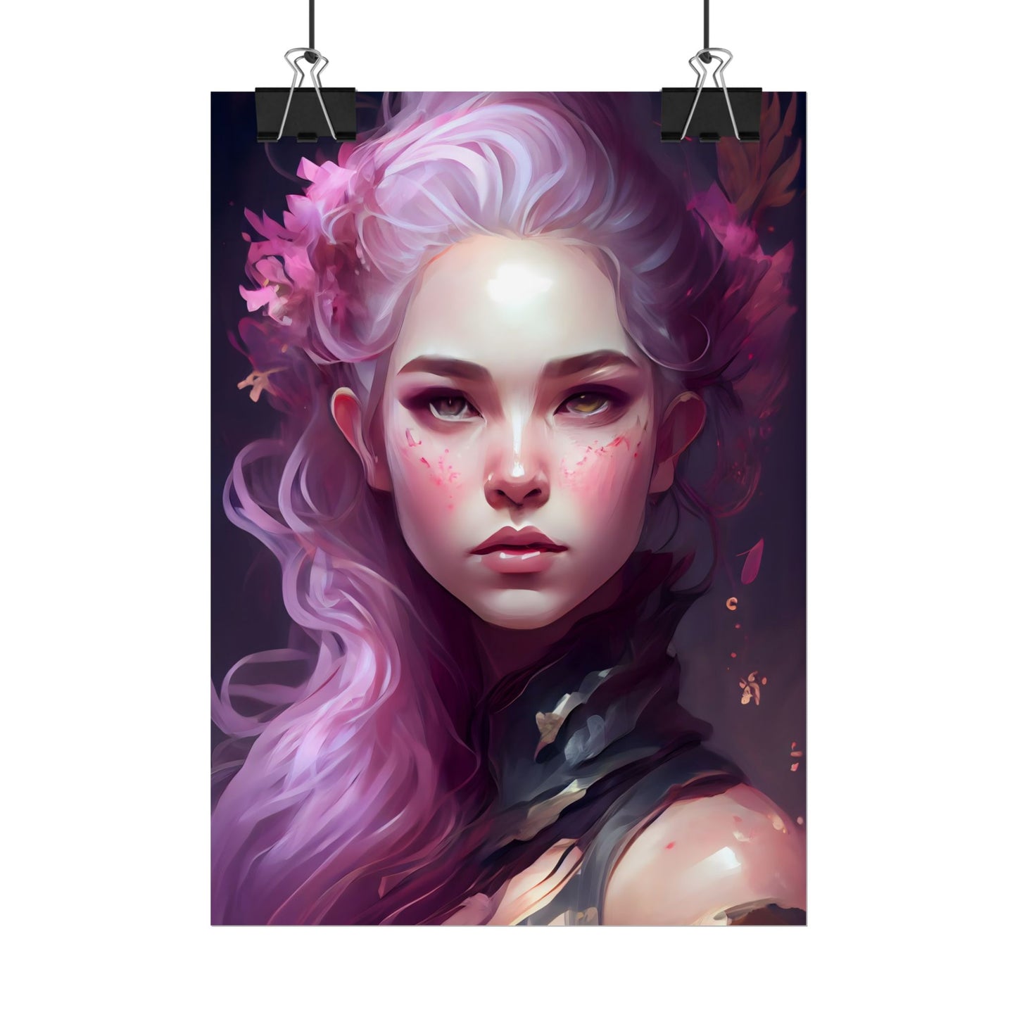 Astonishing Female Portrait with Pink Hair: Dre Artwork - Poster