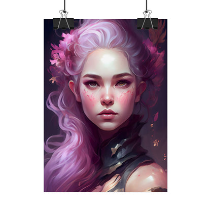 Astonishing Female Portrait with Pink Hair: Dre Artwork - Poster