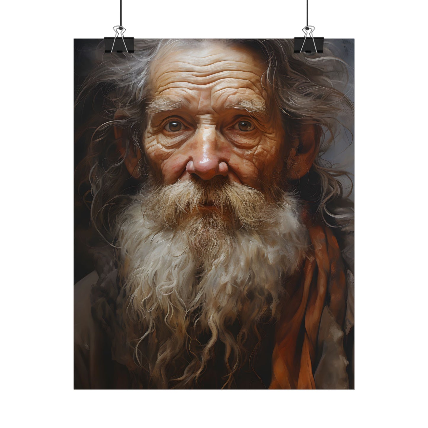 Elderly Wisdom: Realistic Portrait Art - Poster