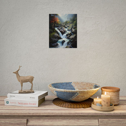 Breathtaking Waterfall: Oil Painting Masterpiece - Poster
