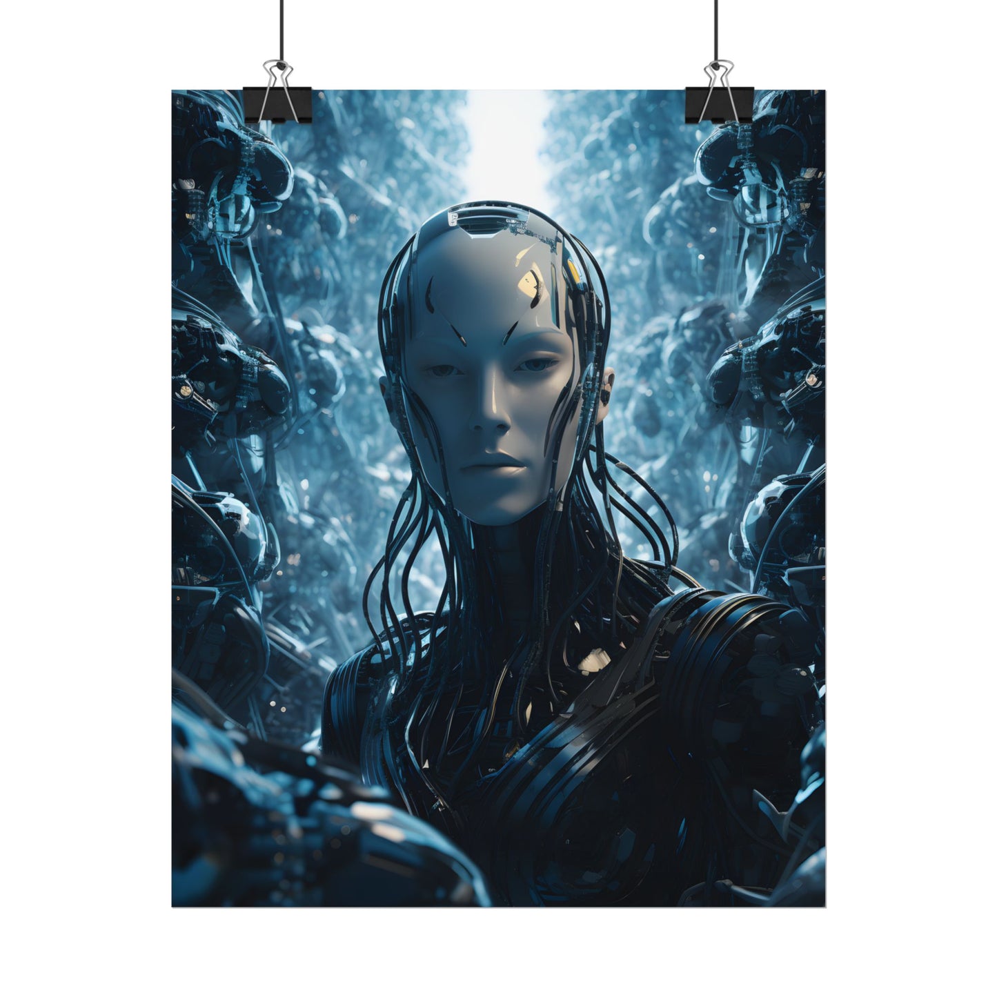 Robot Orchestra Symphony: Futuristic City Digital Art - Poster