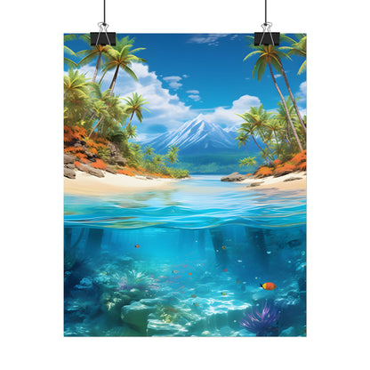 Tropical Paradise Tranquility: Lush Island Getaway Art - Poster