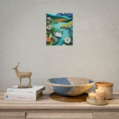 Vibrant Paper Quilling Island: A Beautiful Tropical Landscape - Poster