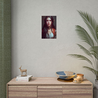 Sophisticated Female Portrait: Brown Hair Artwork in Focus - Poster