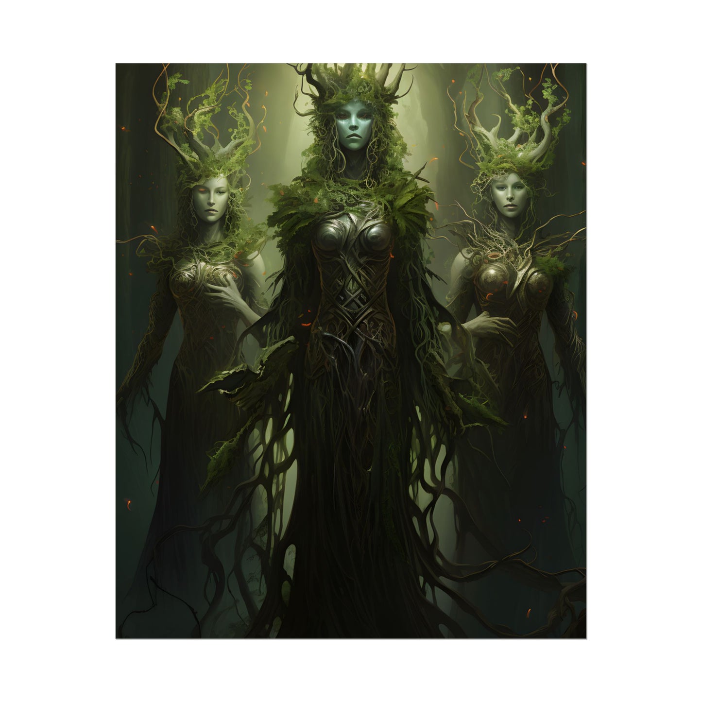 Mystical Forest Guardians: Ancient Tree Spirits Digital Art - Poster