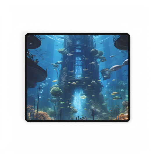 Futuristic Underwater City: Submerged Metropol Digital Art - Desk Mat