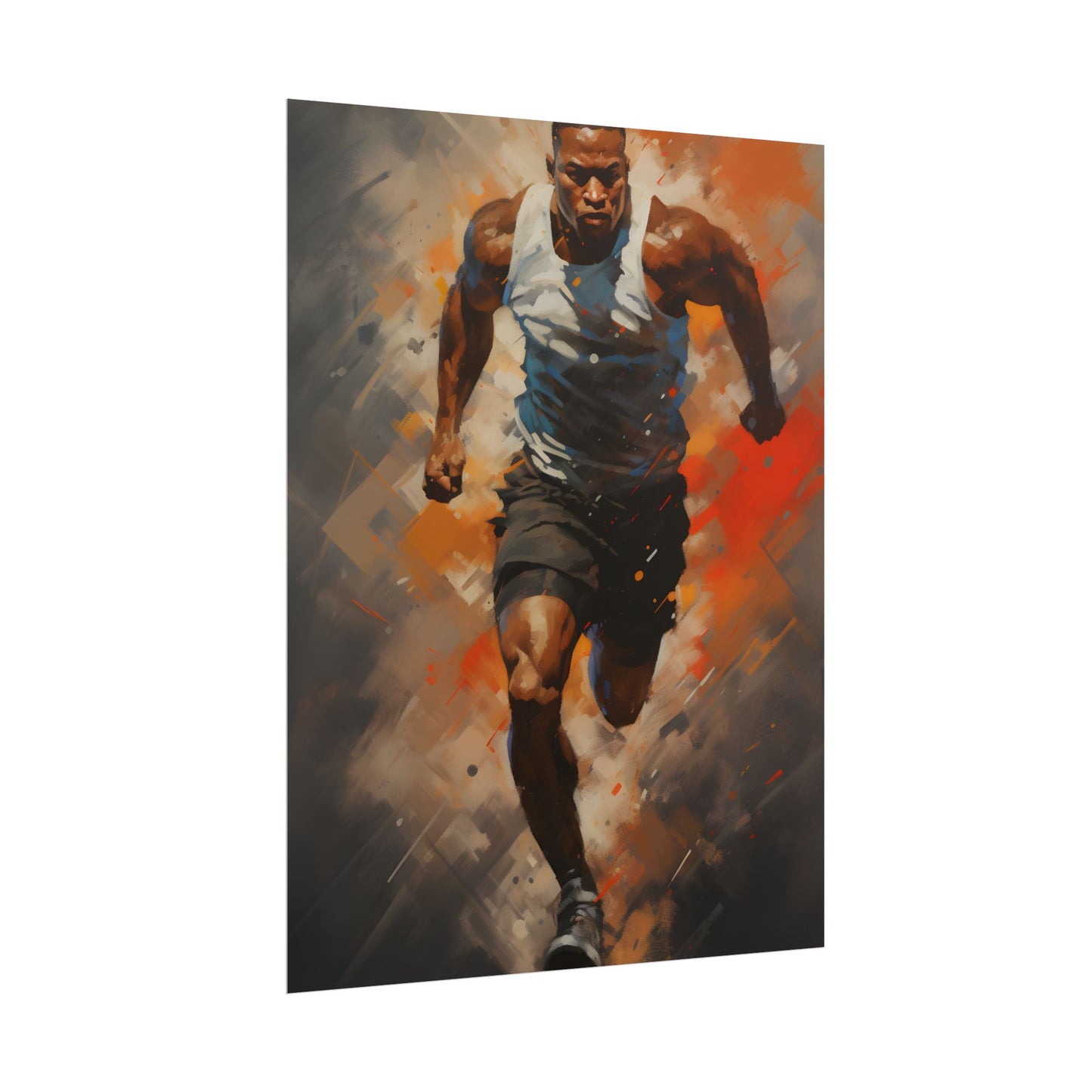 Passionate Athlete in Motion: Dynamic Portrait Artwork - Poster