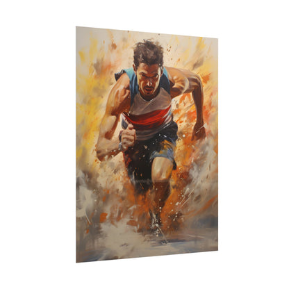 Passionate Athlete in Motion: Determined Sports Art - Poster