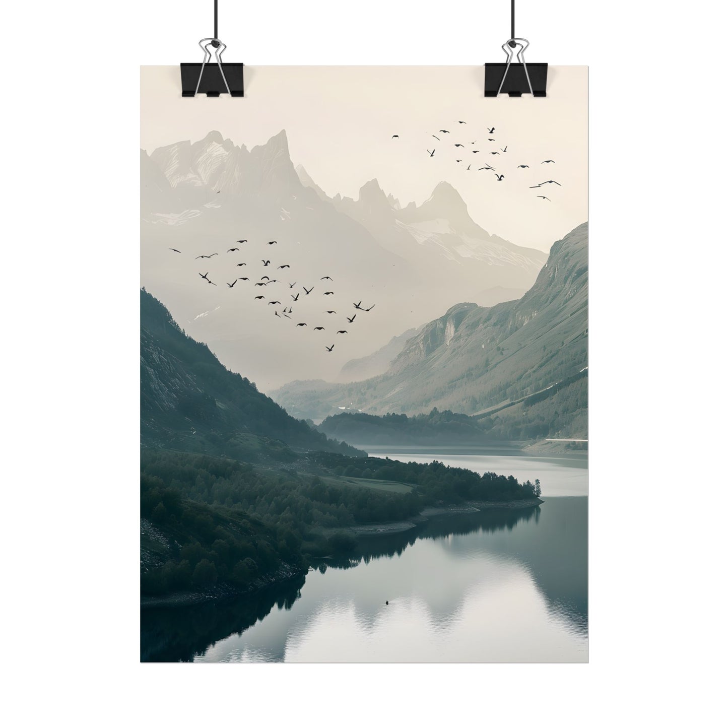 Serene Mountain Lake: A Peaceful Nature Artwork - Poster