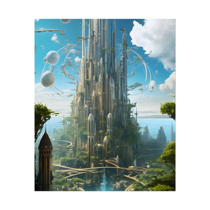 Breathtaking Floating City: Urban Waterways Digital Art - Poster